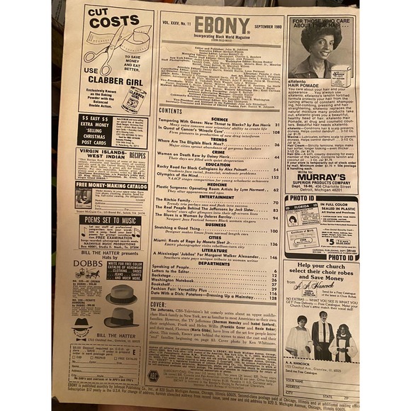 September 1980 Ebony with Featured Cover, The Real People Behind The Jeffersons, - Picture 2 of 8